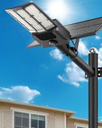 High-wattage commercial solar street light on pole